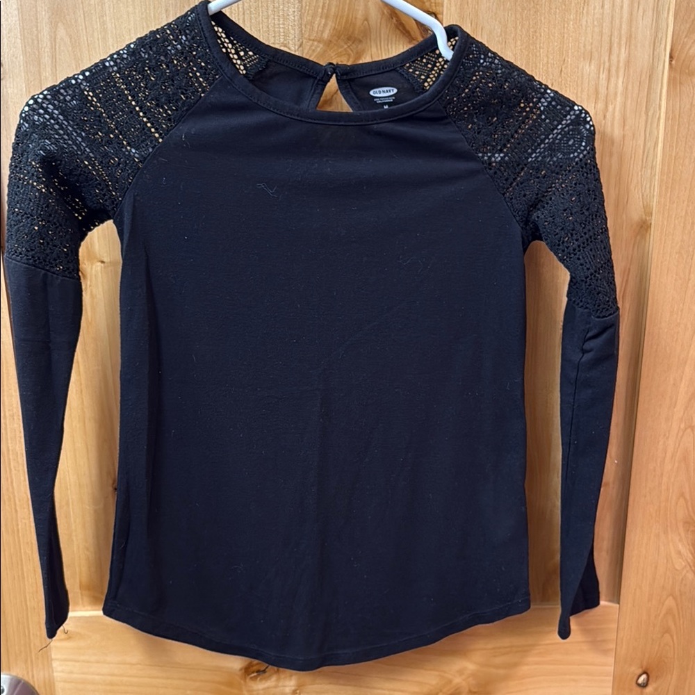 Kids Black Lace Sleeve Top
